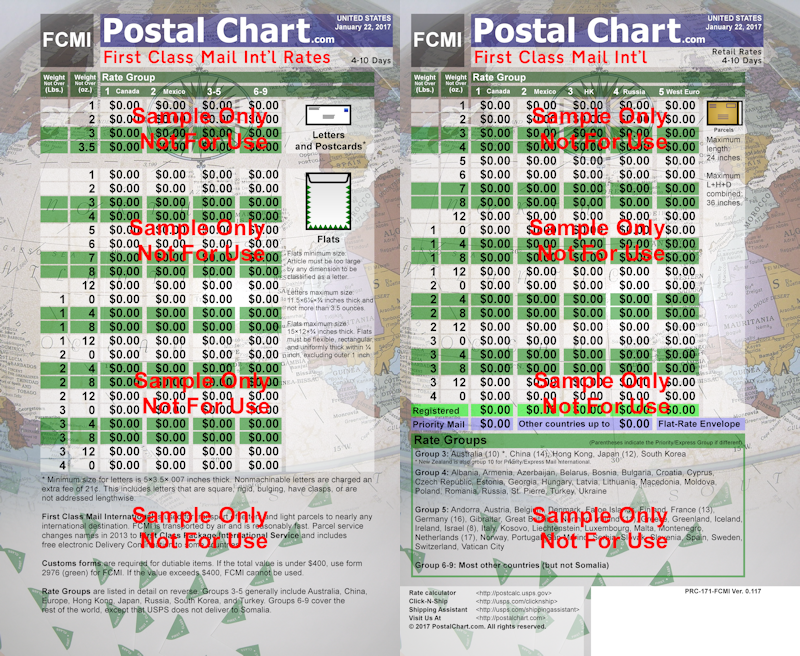 Postal Rates 2018 Chart