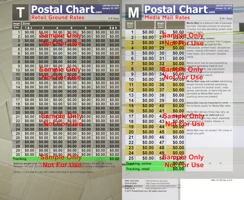 Media Rate Postage Chart